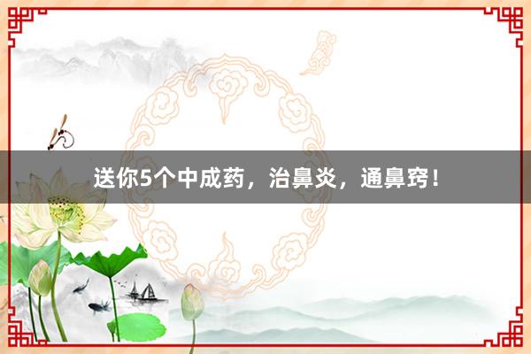 送你5个中成药，治鼻炎，通鼻窍！
