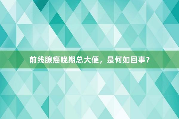 前线腺癌晚期总大便，是何如回事？