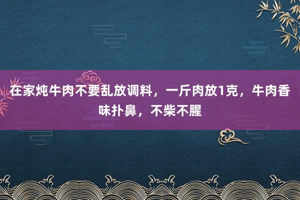 在家炖牛肉不要乱放调料，一斤肉放1克，牛肉香味扑鼻，不柴不腥