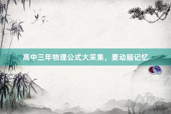 高中三年物理公式大采集，要动脑记忆