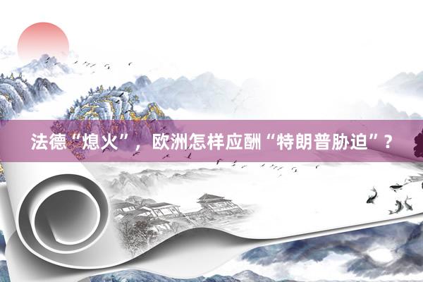 法德“熄火”，欧洲怎样应酬“特朗普胁迫”？